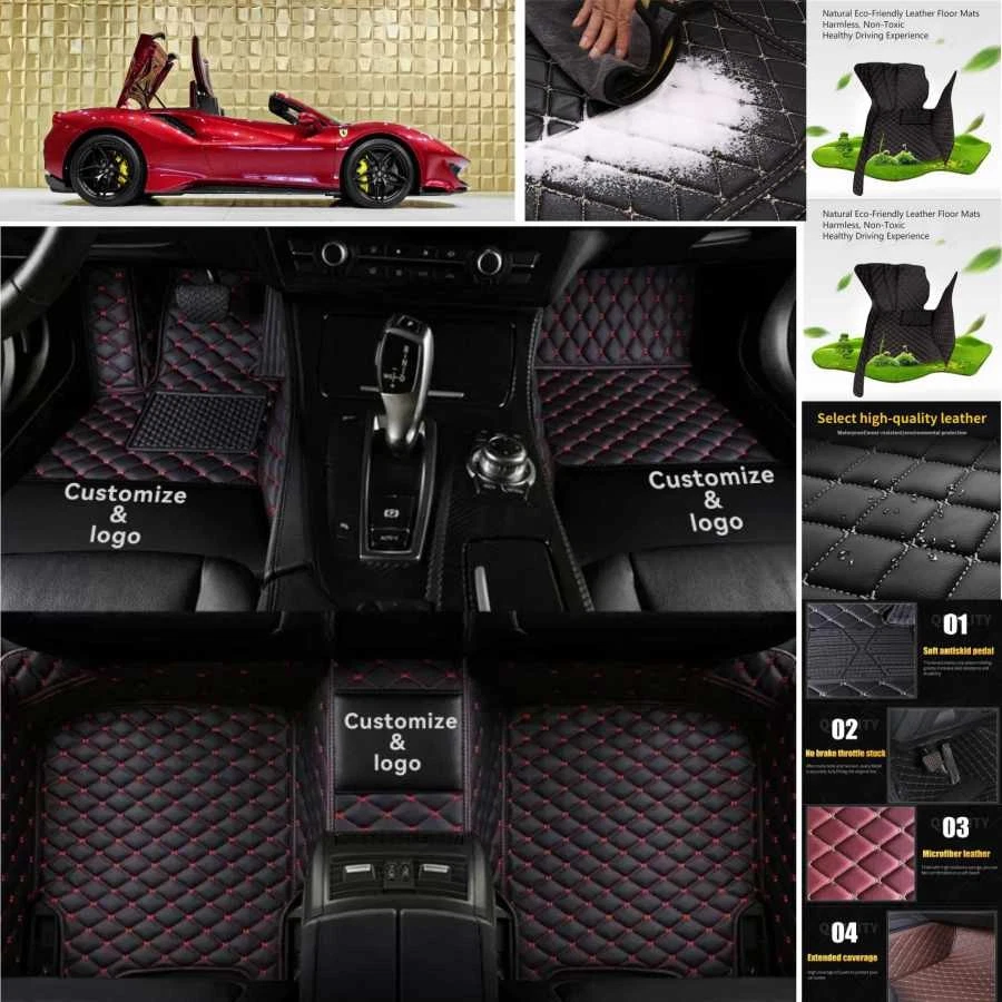 For Ferrari 488 Spider Car Floor Mats Handmade Liners Anti-Slip Carpets - Изображение 2 из 4