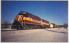 Wisconsin Central 582 Locomotive Train RPPC Postcard Custer WI 1991