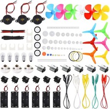 6 Set 131 PCS DC Motors Kit, Mini Electric Motor 1.5-3V 15000RPM with 66 PCS Pla