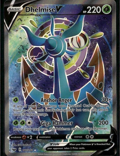 Dhelmise V Full Art Ultra Rare SWSH01: Sword & Shield Base Set 187/202 Grass Hol