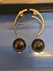 Vintage NABCO 14k. Yellow Gold Genuine Onyx Dangle Earrings — photo 6