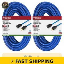 Hyper Tough 100FT Cold Weather Extension Cord 16 AWG Blue 2 Pack 