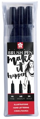 SAKURA Pinselstift PIGMA BRUSH 3er Etui schwarz
