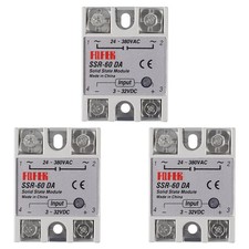 3pcs SSR-60DA Solid State Relay DC to AC Input 3-32V Output 24-380V AC,...