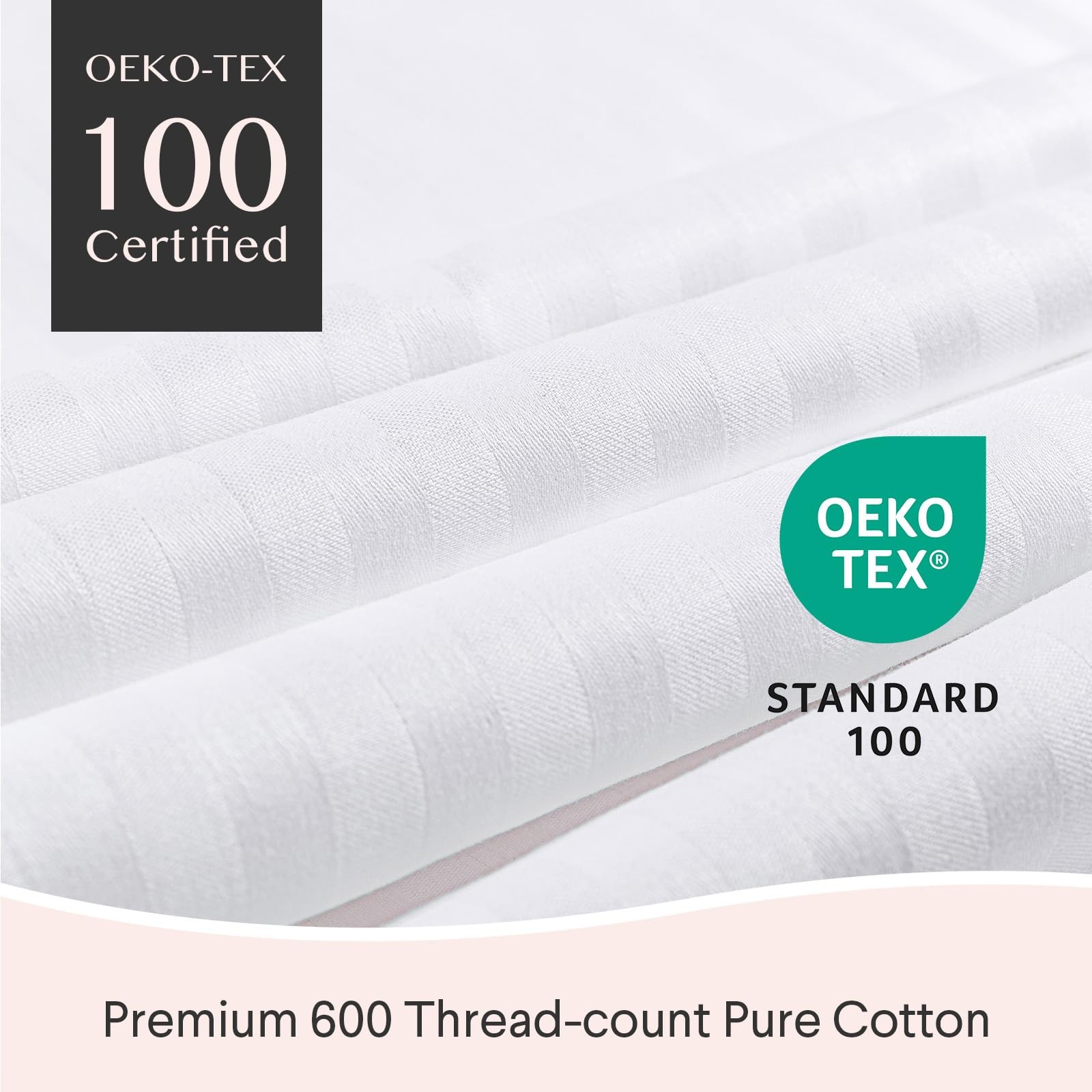 600TC 100% Cotton Pillow Protectors Standard Size 20x26 4 Pack Oeko-TEX Cer