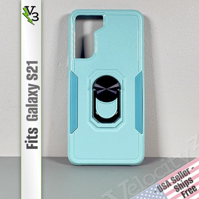 Case for Galaxy S21 - Ice Blue | Dual Layer | Ring Holder & Kickstand