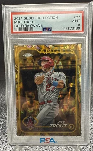 2024 Topps Gilded Collection - Mike Trout #27 Gold RayWave Refractor /25 PSA 9