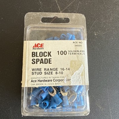 Ace Hardware 100 Solderless Terminals Block Spade Blue #34555