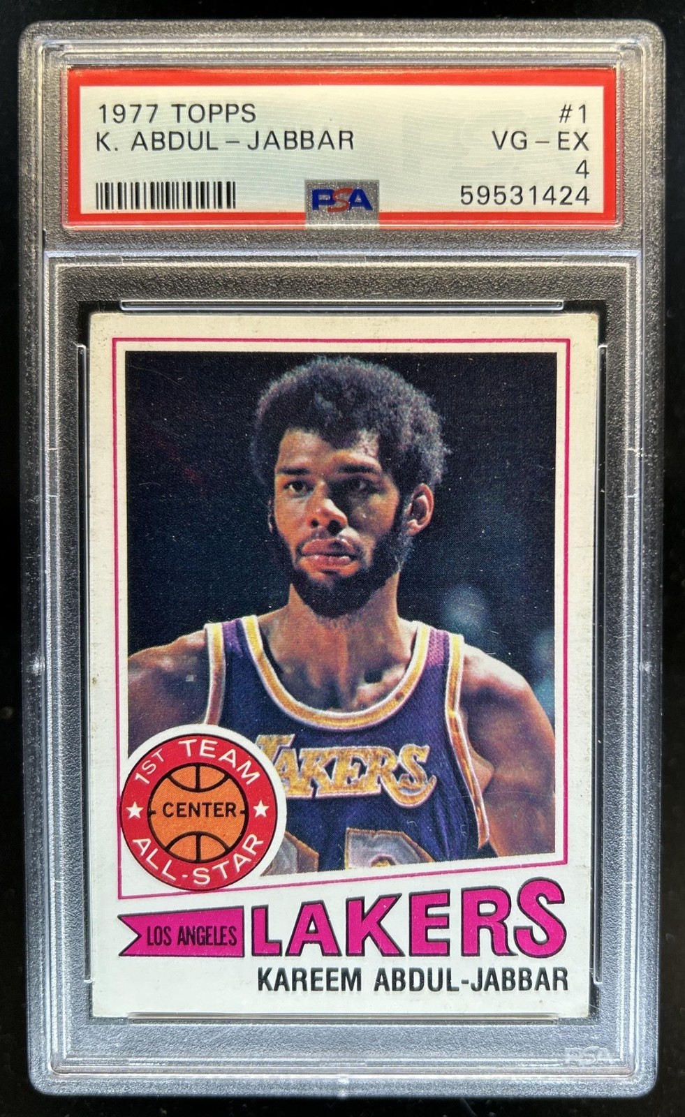 1977-78 Topps Kareem Abdul-Jabbar Grey Back All-Star #1 Lakers PSA 4