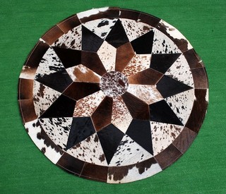 Cowhide Round Patchwork Carpet Handmade Cowhide Carpet (36"x36") Home Décor 388