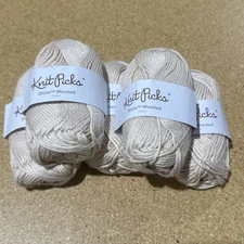 Knit Picks Shine Worsted Cream Yarn Lot 5 Skeins Cotton Modal 375 yds Knitting