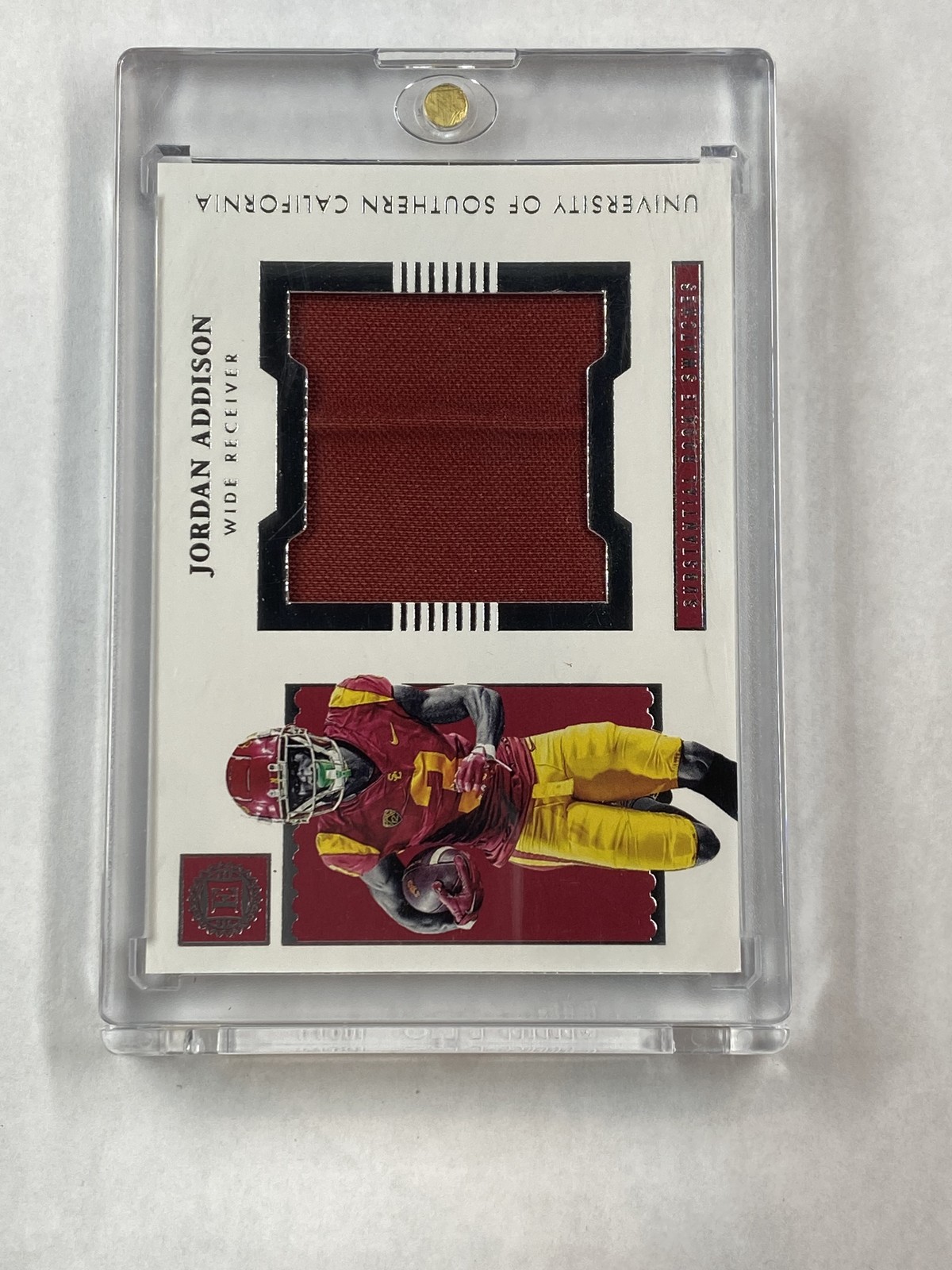 Jordan Addison Panini Chronicles Draft Picks Encased Substantial Rookie Swatches #ERSJA Base