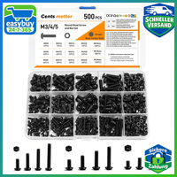 Innensechskant Schrauben Muttern Set 500 Stk M3-M5 Schwarz FüR Maschinenbau