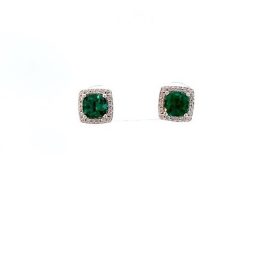 14KW Gold Green Stone & Diamond Earrings Apx 2/5 C.T.W. 2.2g (RO1060034)