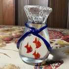 Vintage Murano Art Glass 3 Fish In A Bag Figurine Paper Weight