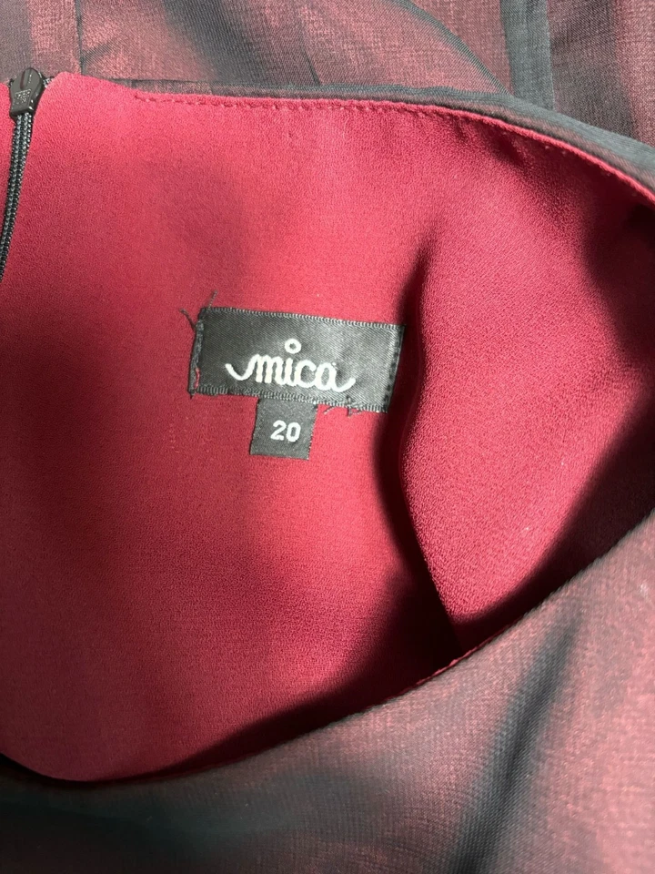 Mica Sheath Midi Dress Womens Size 20 Black Red Sleeveless Round Neck Back Zip - Image 3 of 4