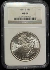 NGC MS 64 1881 S Morgan One Dollar Silver Coin S$1 -006