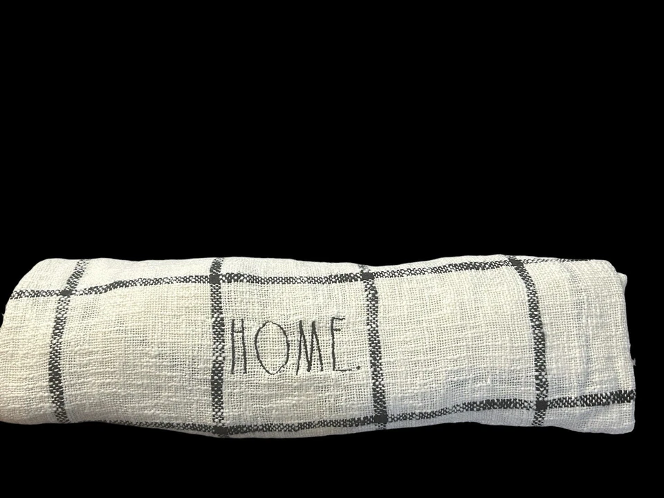 Manta de tiro para el hogar con flecos a cuadros Rae Dunn 50x60 excelente estado Foto 4 de 4