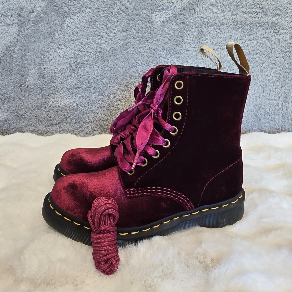 Dr. Martens Red Velvet Boots for Women for sale | eBay
