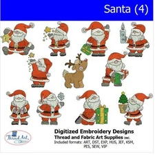 Embroidery Design Set - Santa (4) - 10 Designs - 9 Formats - USB Stick