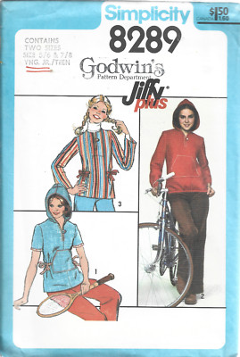 Vtg Simplicity Jiffy Plus Pattern #8289- Hooded Pullover Top-Teens 5/6-7/8