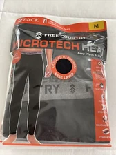 Free Country Men's Base Layer Microtech Heat Anti-Odor Breathable Pants 2 Pack M