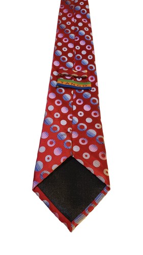 Tango Tie Necktie Neckwear Red Multicolored Circle Pattern Luxury Designer Work - Picture 5 of 13