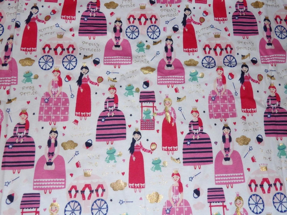 Princesses on White Cotton Tee Shirt Knit Fabric Jo Ann's Fabric 30x60 - Image 2 of 2