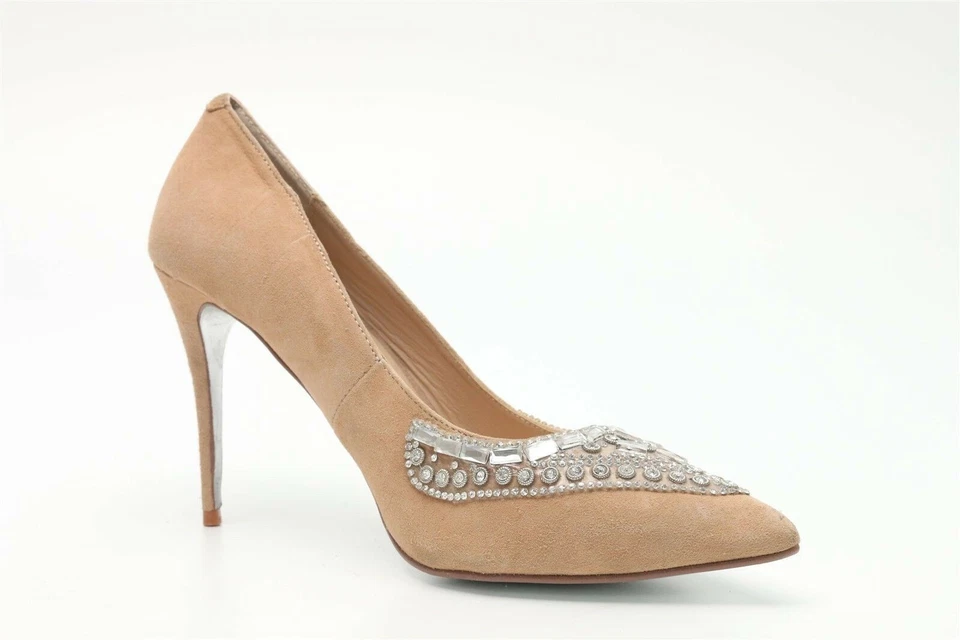 Zapatos de salón CHINESE LAUNDRY KRISTIN CAVALLARI beige gamuza con joyas talla 10 ¡NUEVO! Foto 3 de 4