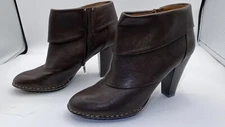 Sofft Women's Boots 8M Heel Brown Leather  Comfy Ankle Zip Cuff   HH03