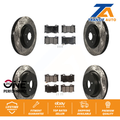 Front Rear Drilled Slot Brake Rotor Ceramic Pad Kit For Infiniti Q50 M37 Q60 Q70