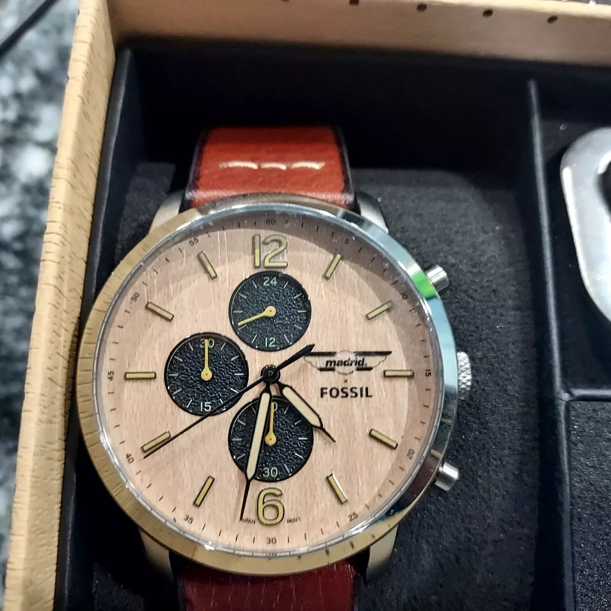 FOSSIL Neutra Men Leather Chronograph Watch with Bottle Opener and