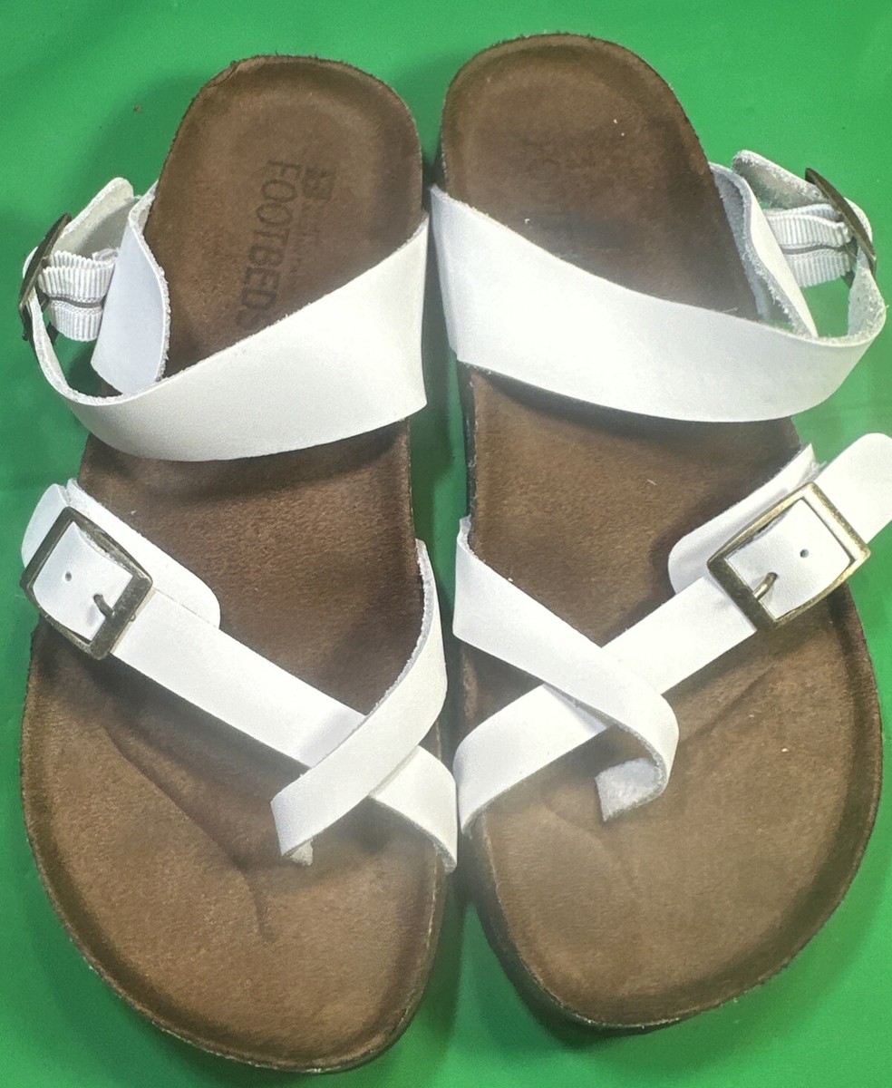 White Mountain Footbed Gracie White Flat Sandals Leather Size 8M