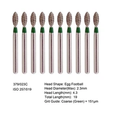 Multi-Use Football Diamond Burs FG Egg Fine Coarse Grit Friction Grip 379 368