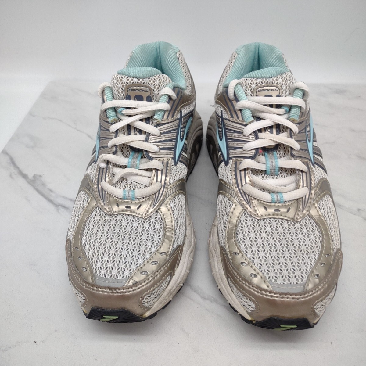 Brooks The Ariel MoGo Women's Athletic Running Shoes White Silver Blue Size 