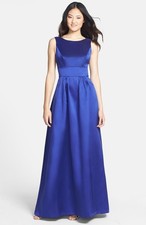 NEW ALFRED SUNG Bow Back Sateen Twill DRESS GOWN Size 6 $230 ELECTRIC BLUE