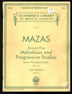 Mazas - Seventy-Five Melodious and Progressive Studies, Book 1, for Violin