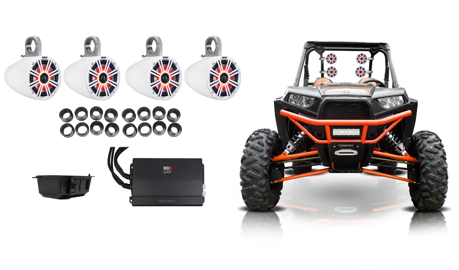 4 колонки KICKER 65 LED Tower усилитель Bluetooth-управление для Polaris RZR ATV UTV 169490₽