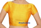 Readymade Saree Blouse,Designer Blouse,Yelllow Dupion Boat Neck All Size Blouse