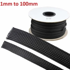 Braided Sleeving Cable Harness Sheathing Expanding Sleeve in Black Many sizes