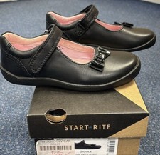 Image of Start-Rite Giggle Black Leather Mary Jane School Shoes UK Size 1E