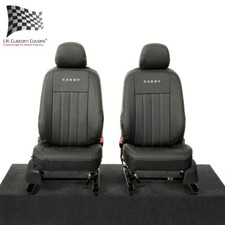 Vw Caddy Front Seat Covers Leatherette With Embroidery (2025 Onwards) Black 957