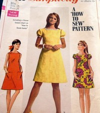 LOVELY VTG 1960s DRESS Sewing Pattern 12/34