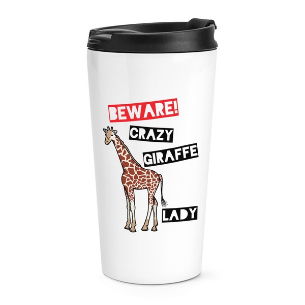 Beware VerrüCkte Giraffe Damen Reise Becher Tasse Lustig Thermo Becher Tiere-image