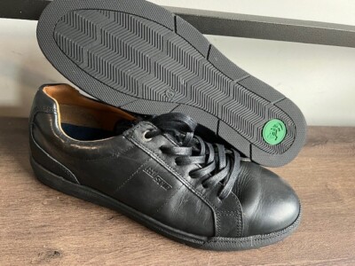 MEN SALAMANDER PORTUGAL BLACK LEATHER TENNIS SHOES SZ 41/8 M
