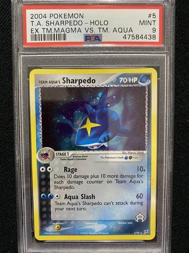 2004 Pokemon EX Team Magma Vs. Team Aqua Team Aqua's Sharpedo Holo 5/95 PSA 9