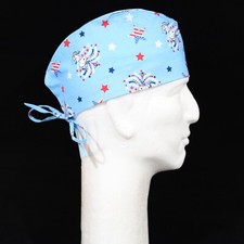 Peanuts Gang Characters Patriotic Snoopy Firework on Blue Theme Scrub Hat