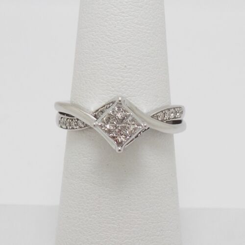 1/2KT Diamant Solitär Verlobung Jahrestag Ehering 10K Weißgold Band - Bild 1 von 11