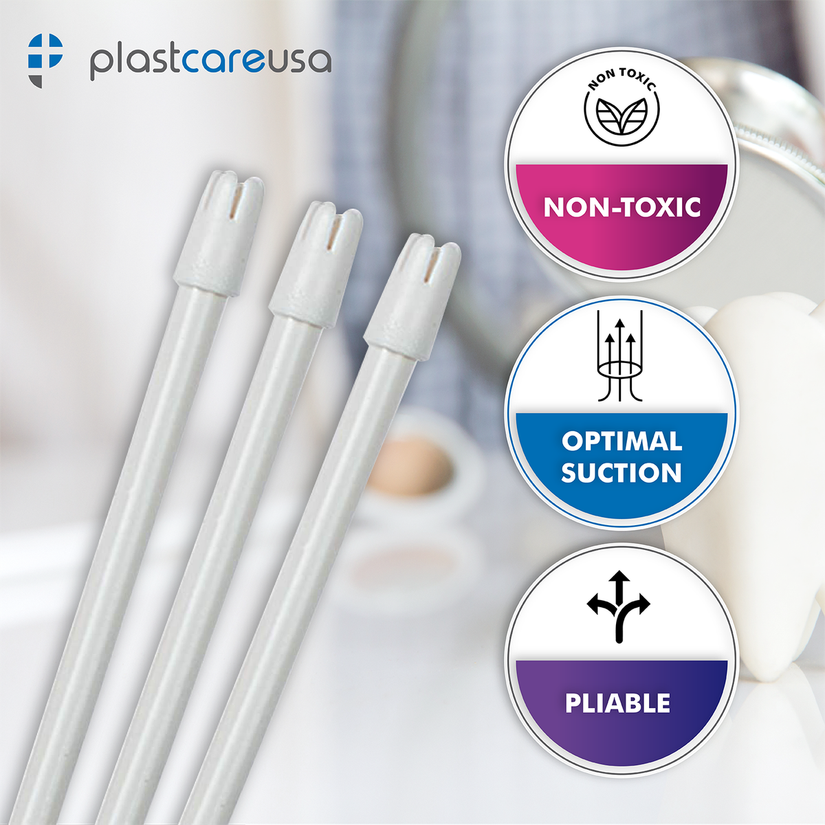 Flexible Soft Suction Tips PVC Disposable Dental Saliva Ejectors