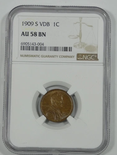1909-S VDB Lincoln/Wheat Ears reverse Cent CERTIFIED NGC AU 58 BROWN 1c